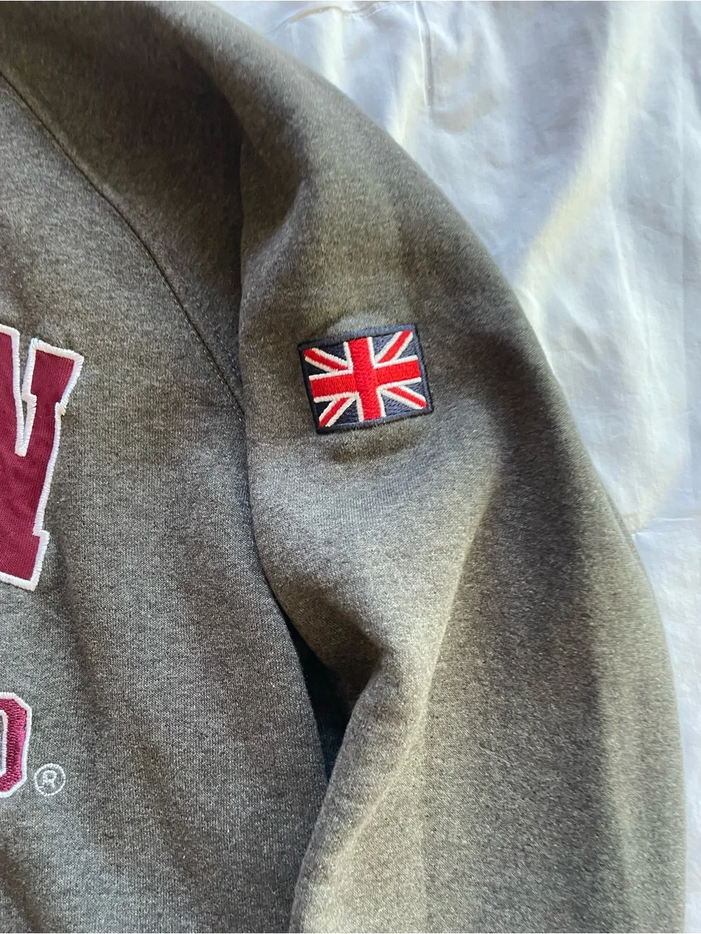 London England Grey Hoodie with Burgundy Lining Size Small